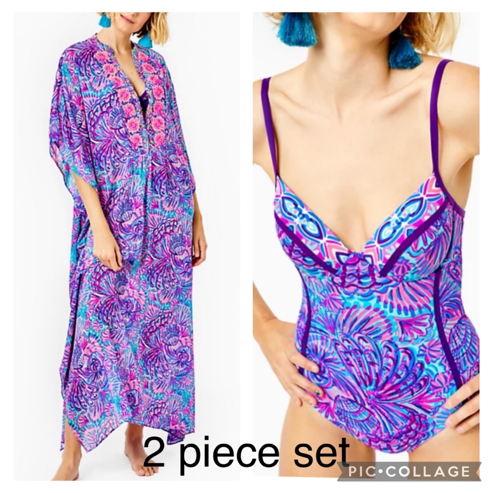 NWT 2 piece set Lilly Pulitzer Rossi Coverup XXS/XS & Palma Swimsuit 4
